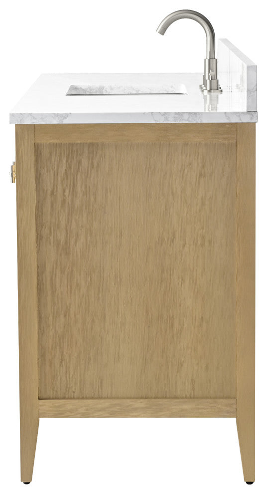 Vanity Art Freestanding Vanity, Natural Oak, 60", Single Sink, Brushed Nickel