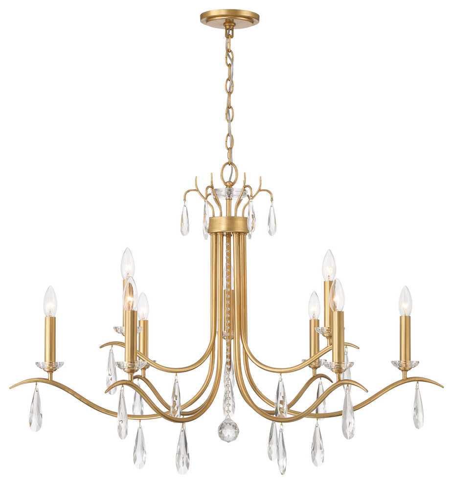 Crystorama Lighting Group ROL-18819 Rollins 9 Light 40"W Crystal - Antique Gold