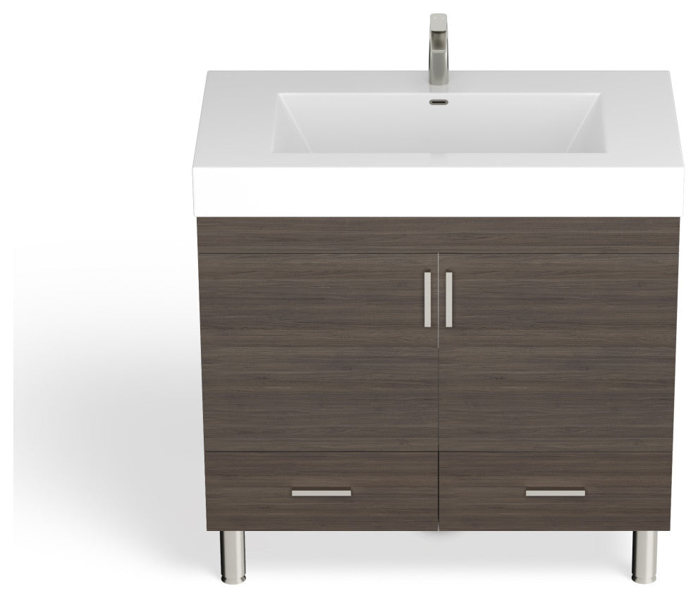 The Latitude Bathroom Vanity, Gray, 36", Single Sink, Freestanding