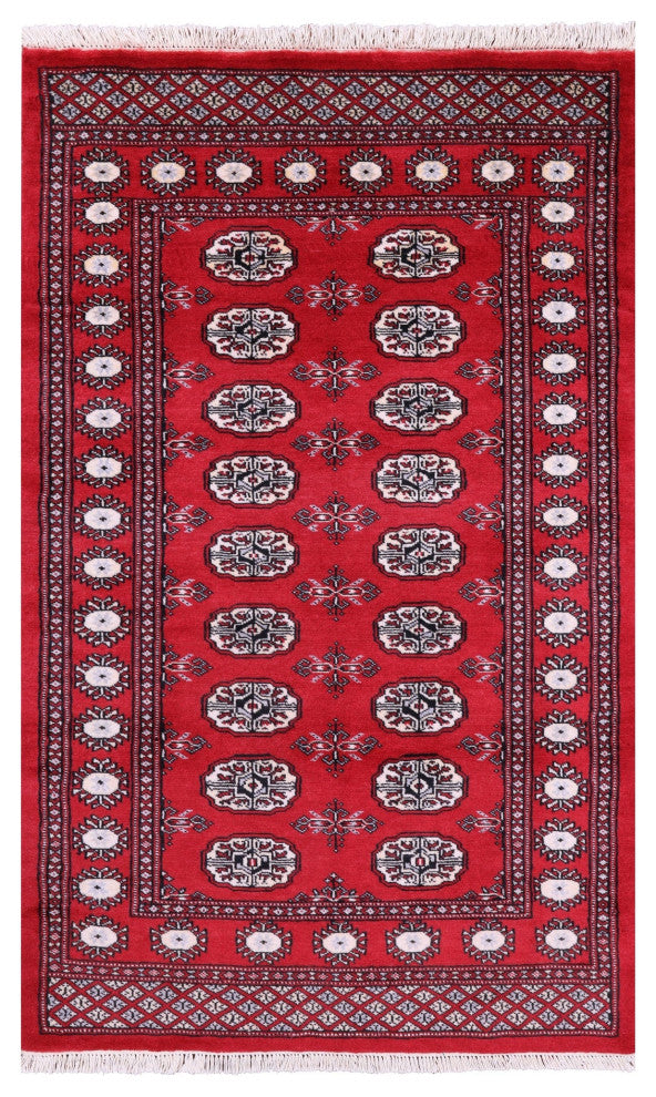 3' 1" X 5' 2" Handmade Silky Bokhara Wool Rug - Q13817