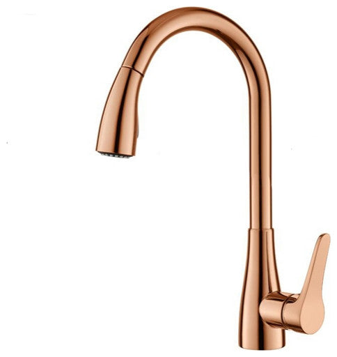 Verona Rose Gold Movable Pull Down Kitchen Sink Faucet