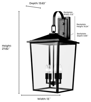 4 Light 13 in. Powder Coated Black Outdoor