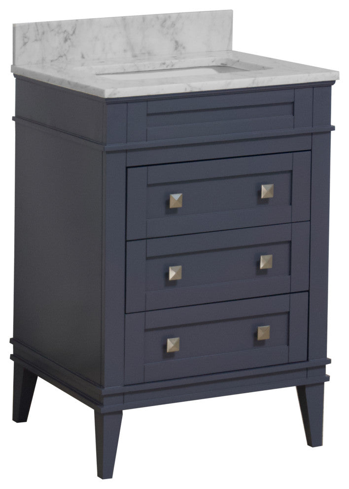 Eleanor 24" Bathroom Vanity, Marine Gray, Carrara Marble