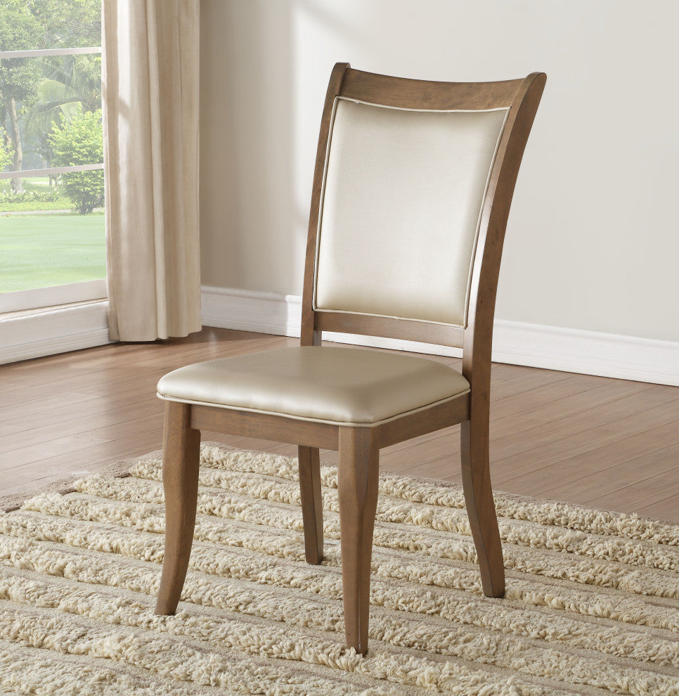ACME Harald Side Chair, Set of 2, Beige PU and Gray Oak