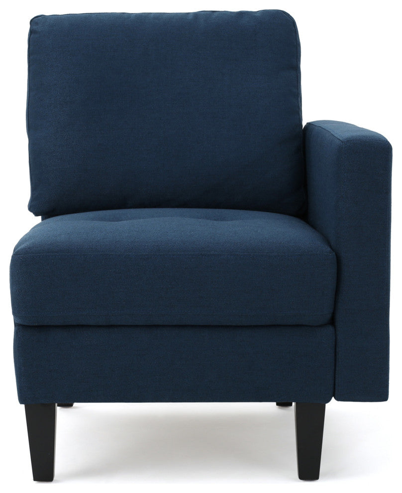 GDF Studio Carolina Fabric Sectional Couch With Storage Ottoman, Dark Blue
