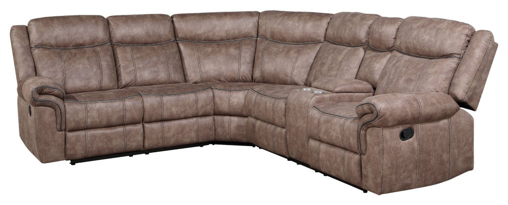 ACME Dollum Sectional Sofa, 2-Tone Chocolate Velvet