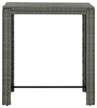 vidaXL Patio Bar Set 5 Piece with Cushions Poly Rattan Gray Garden Chair Seat