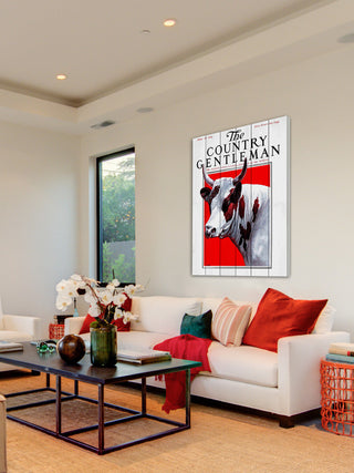 "CG Bull" Painting Print on White Wood