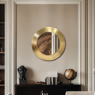 Sphere Iron Frame Mirror, Gold, 24" W x 2" D x 24" H