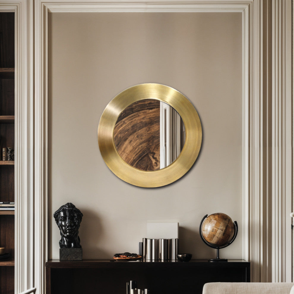Sphere Iron Frame Mirror, Gold, 24" W x 2" D x 24" H