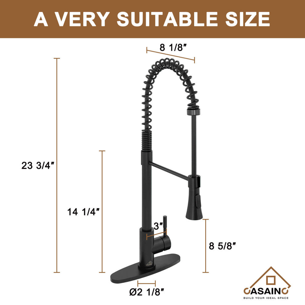 Kitchen Faucet Spring Pull Down Sprayer Dual-Function Spray Head Matte Black