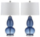 Safavieh Mercurio Double Gourd Lamps, Blue, White Shade, 28.5"H, Set of 2