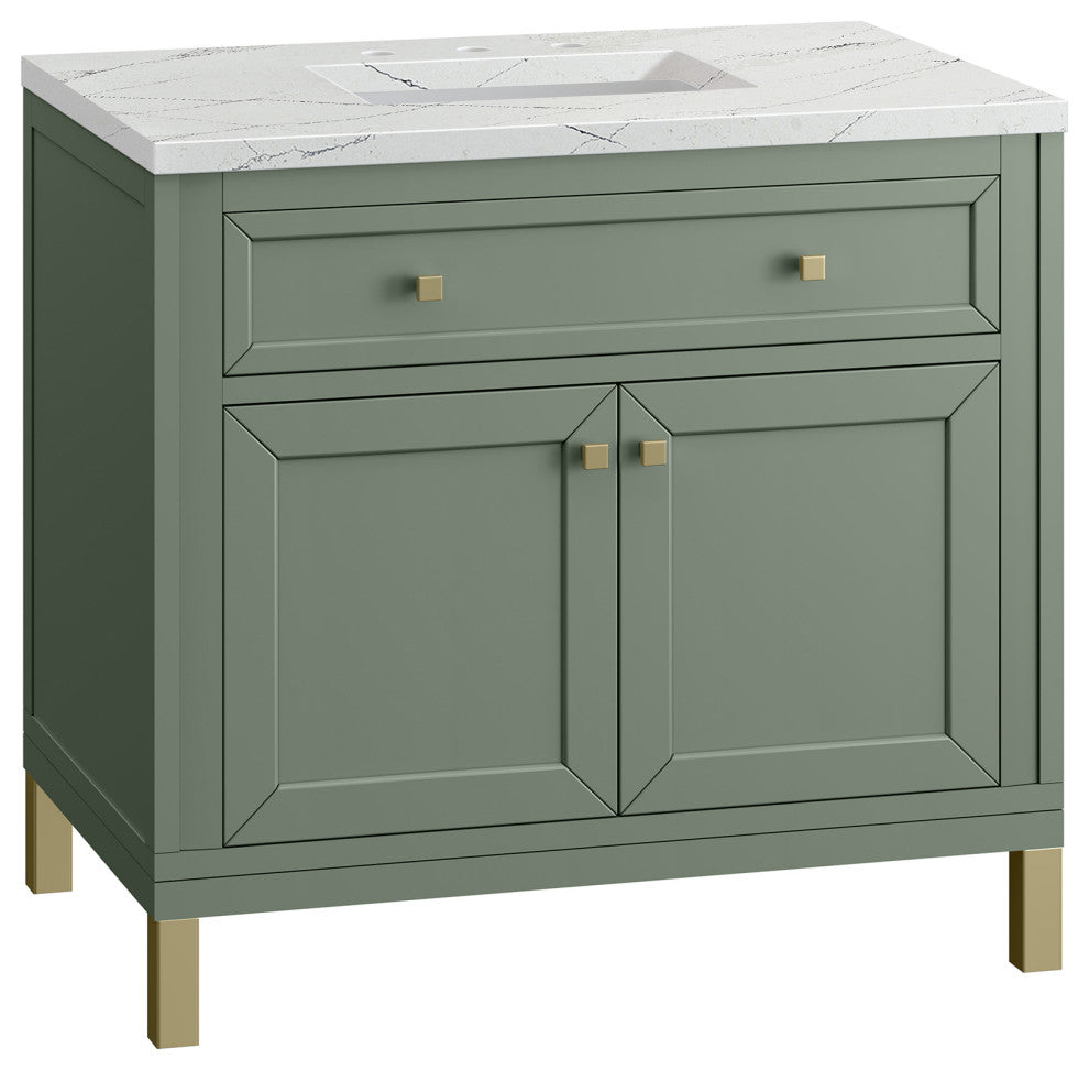 Chicago 36" Single Vanity, Smokey Celadon,  Ethereal Noctis Top