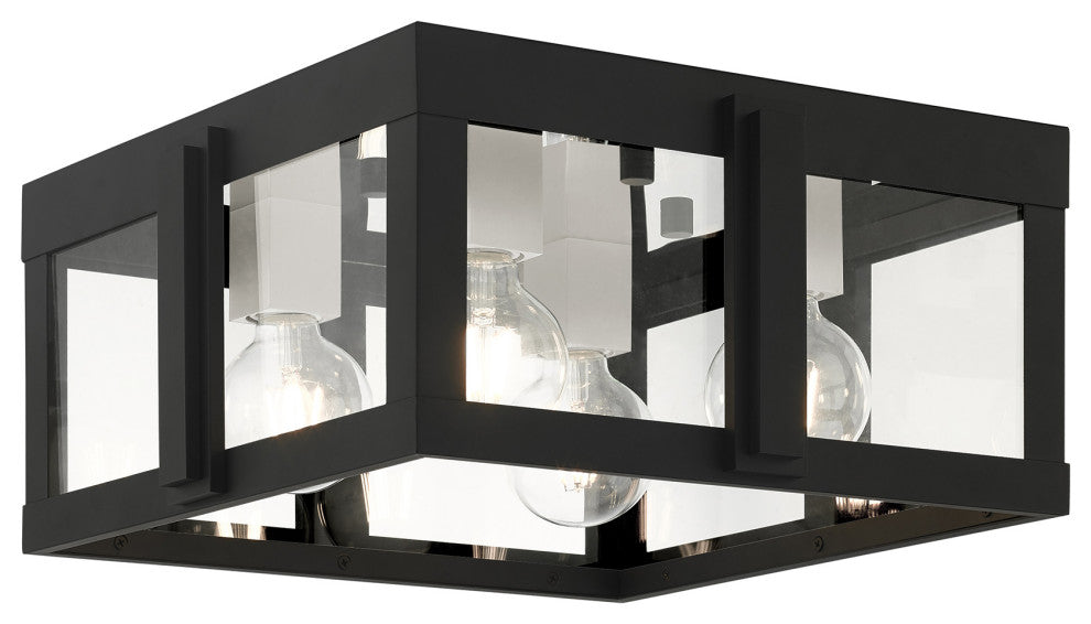 Black Art Deco, Sophisticated Outdoor Flush Mount