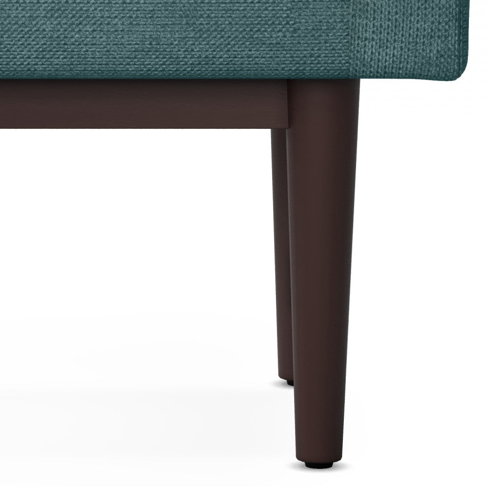 Scott Solid Hardwood Small Ottoman Bench, Smoky Teal