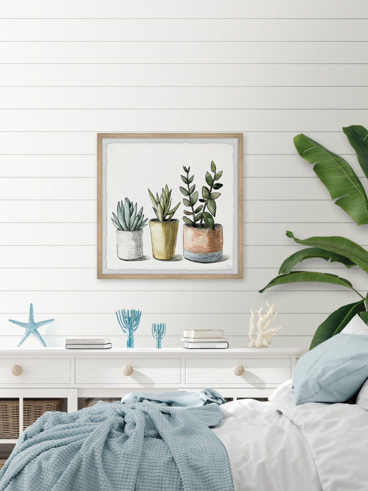 "Green Ornamental Plants" Framed Painting Print, 32x32