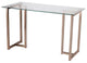Contemporary Desk, Champagne Finished Metal Base With Clear Tempered Glass Top