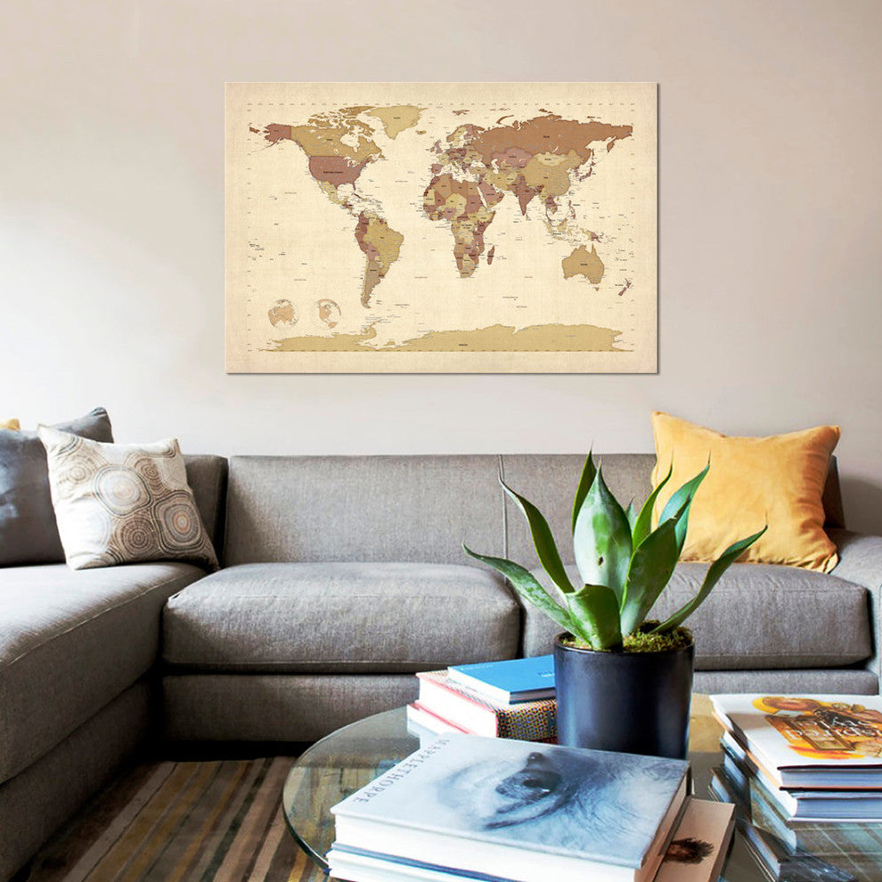 "Map of The World V" by Michael Tompsett, Canvas Print, 26x18"