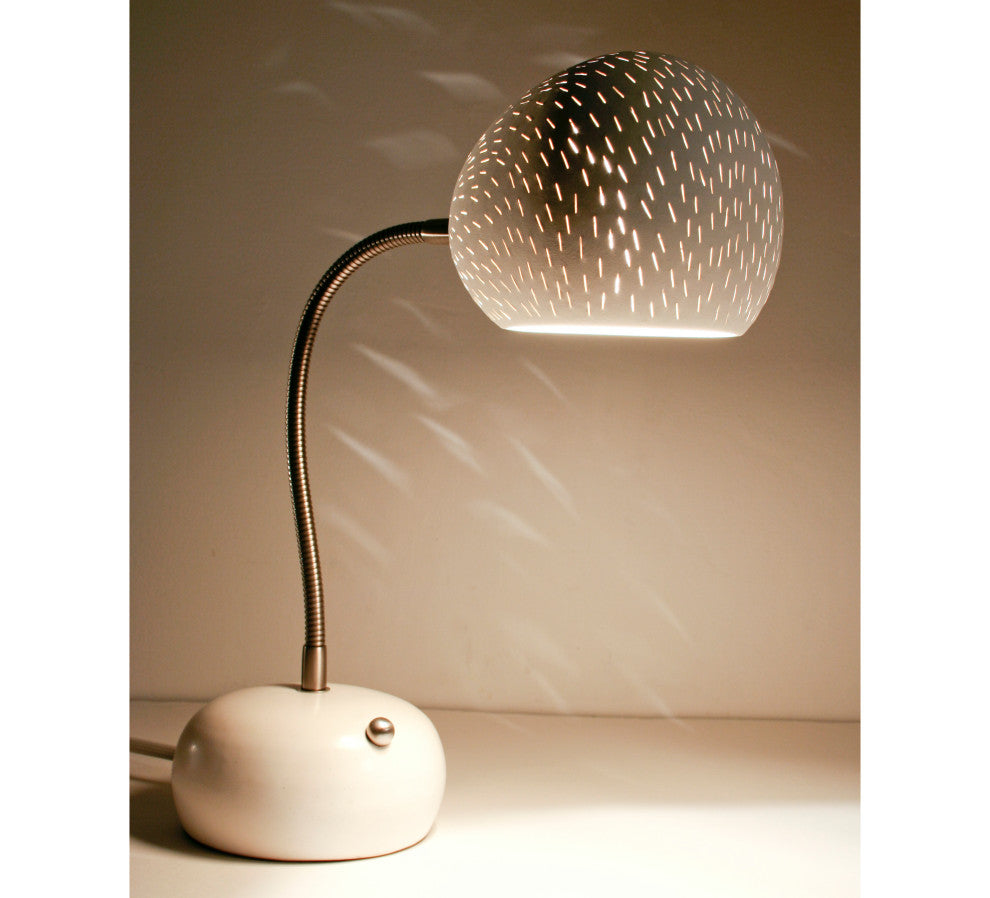 Porcupine Desk Lamp, White, Line Pattern
