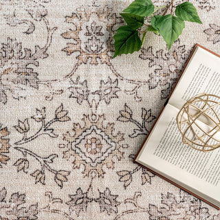 Nuloom Deadra Vintage Floral Machine Washable Area Rug, Beige 4'x6'