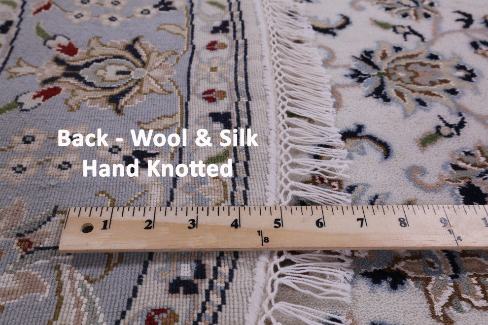 5' Round Wool & Silk Persian Nain Hand Knotted Rug - Q14727