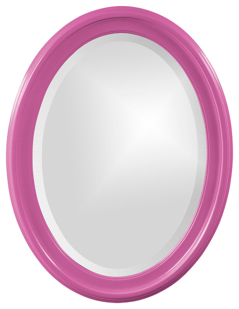 George Oval Mirror, Glossy Hot Pink