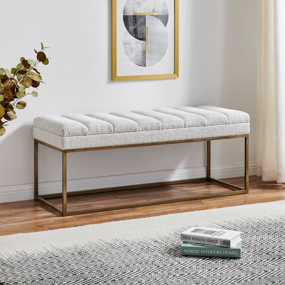 Darius Bench, Boucle Beige, Fabric