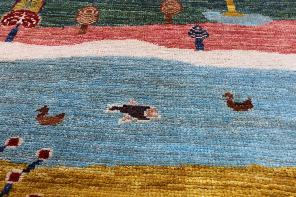 Persian Gabbeh Tribal Hand Knotted Rug 4' 0" X 6' 2" Q9575