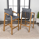 Modern Tub Roped Acacia Wood Outdoor Bar Stool With Cushions, Armrests, Set of 2