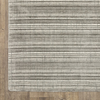 Cayden Textural Stripe Wool Blend Grey/ Ivory Hand-tufted Rug 8' x 10'