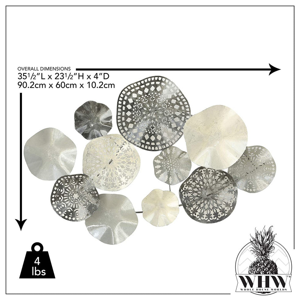 Modern Grey Metal Attached Rounds Wall Decor