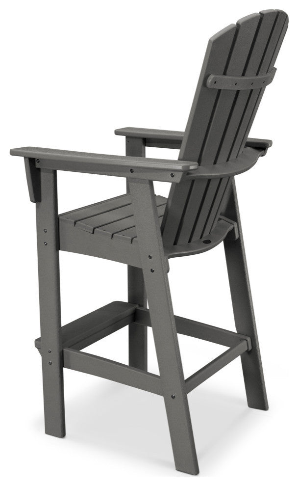 POLYWOOD Nautical Adirondack Bar Chair, Black