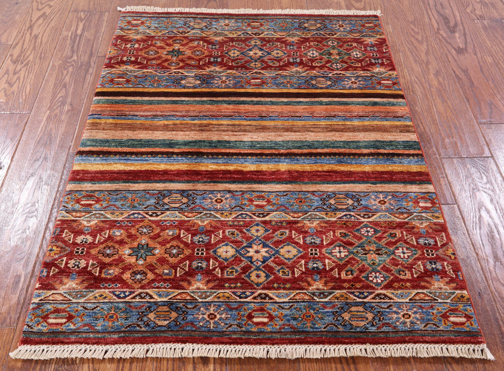 Khorjin Tribal Hand-Knotted Wool Rug 2' 9" X 3' 8" Q8358