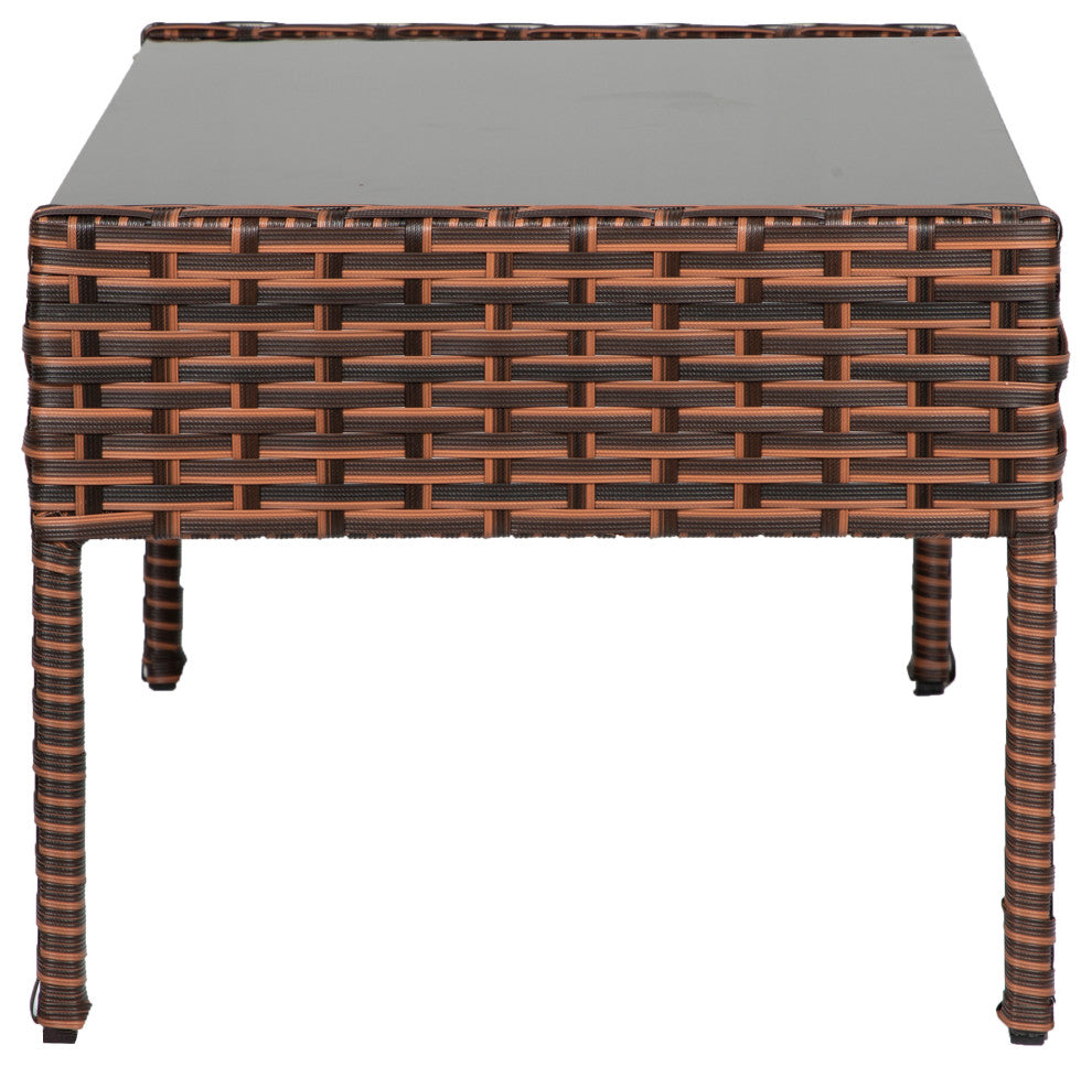 WestinTrends 4PC Outdoor Sofa Wicker Conversation Set Patio Furniture, Brown/Beige