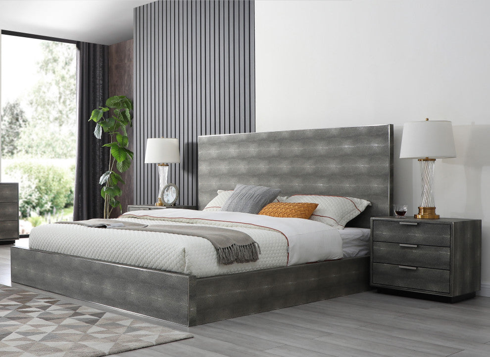 Modrest Dynasty Modern Shagreen Eastern King Bed
