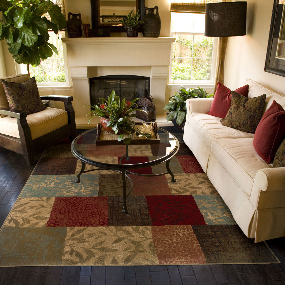 Harrison Geometric Green and Red Rug, 10'x13'