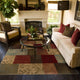 Harrison Geometric Green and Red Rug, 10'x13'