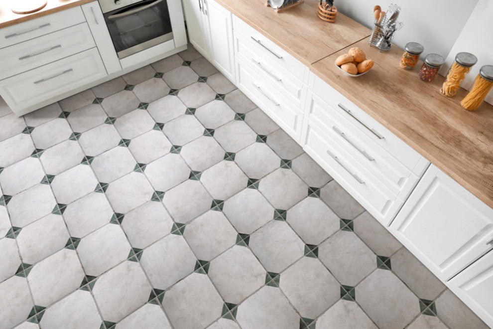 Renaissance Deco Emerald Corner Porcelain Floor and Wall Tile