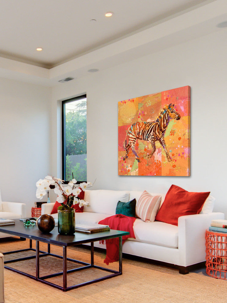 "AfriKarma Zebra" Painting Print on Canvas by Evelia