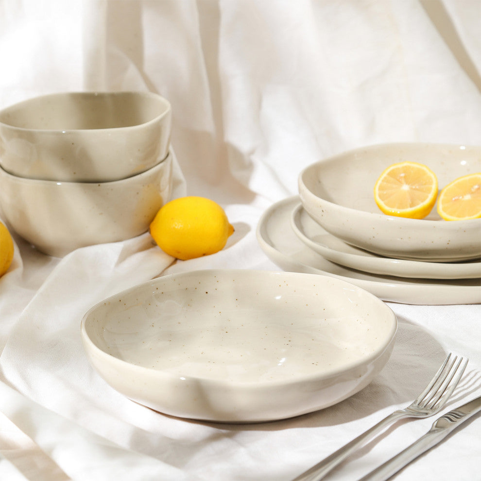 Stone Lain Mirella Stoneware Pasta Bowl Set of 4, Beige
