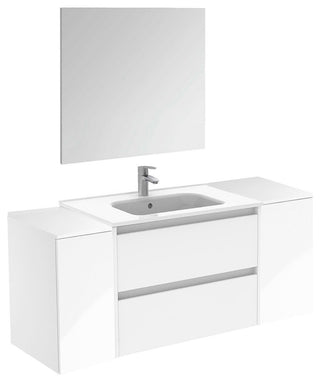 48" Vanity Set with Mirror and Sink Sansa by Royo, White, 56"
