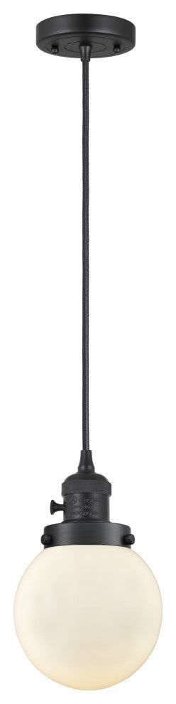 Innovations 201CSW-BK-G201-6-LED Beacon 1 Light Pendant, Switch, Matte Black