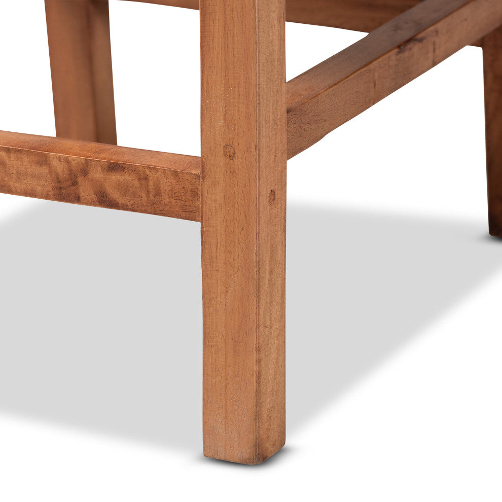 Lesia Bohemian Natural Brown Rattan and Walnut Brown Finished Wood Counter Stool