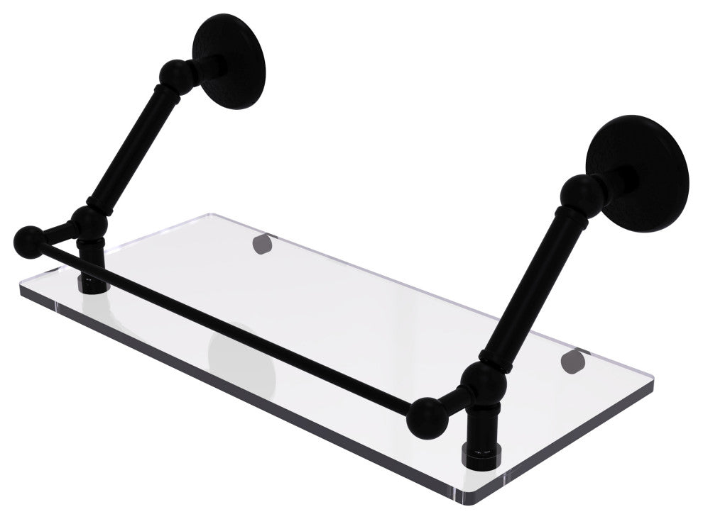 Prestige Monte Carlo 18" Floating Glass Shelf with Rail, Matte Black