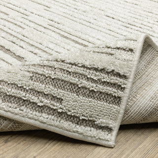 Temara Distressed Lines Ivory/ Brown Mixed Pile Area Rug 7'10" x 10'10"