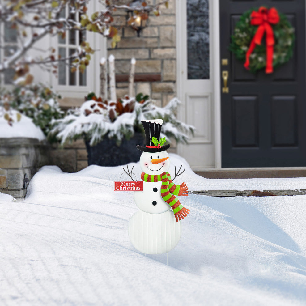 40"H Metal Snowman Yard Stake