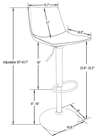LeisureMod Tilbury Modern Adjustable Bar Stool With Footrest & 360-Degree Swivel