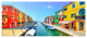 Colorful Burano Island Canal Venice, Landscape Canvas Art, 83"x32", 7 Panels