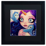 Natasha Wescoat 'A Little Birdy Told Me' Art, Black Frame, Black Mat, 16x16