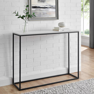 Lowell 42"  Entry Table - Faux White Marble/Black